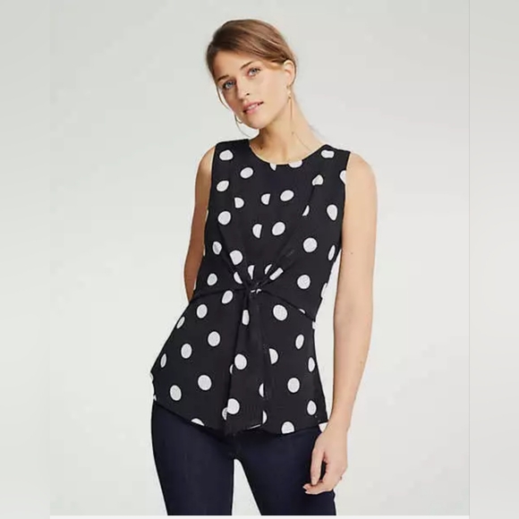 Ann Taylor Tops - Ann Taylor Polka Dot Sleeveless Top - Black and White, Size 4